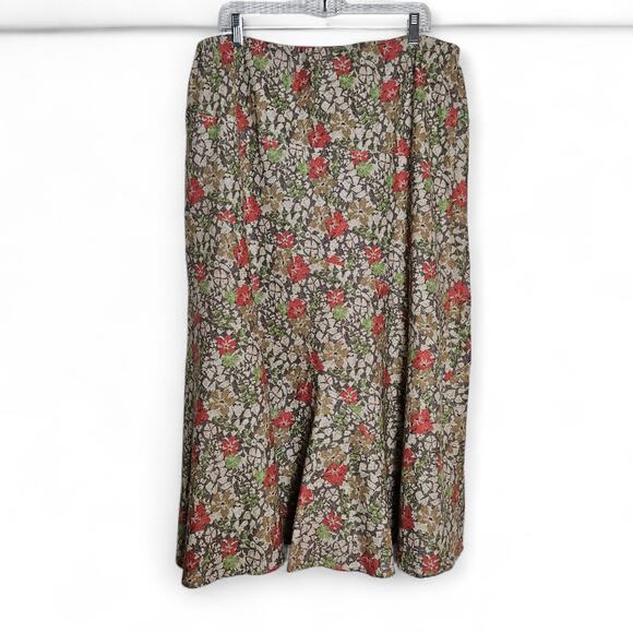 Charter Club Womens Linen Cotton Blend Maxi Skirt Size 18W Cottage Floral - Picture 1 of 11